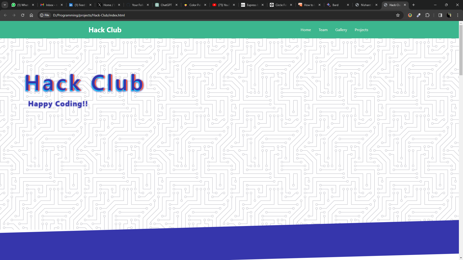 Hack CLub (College Club's Website)